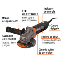 Cargar imagen en el visor de la galería, Esmeriladora angular 4-1/2&quot; 850 W, ERGO-PRO, Truper
