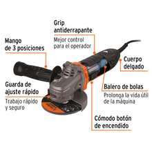 Cargar imagen en el visor de la galería, Esmeriladora angular 4-1/2&quot; 750 W, ERGO-PRO, Truper
